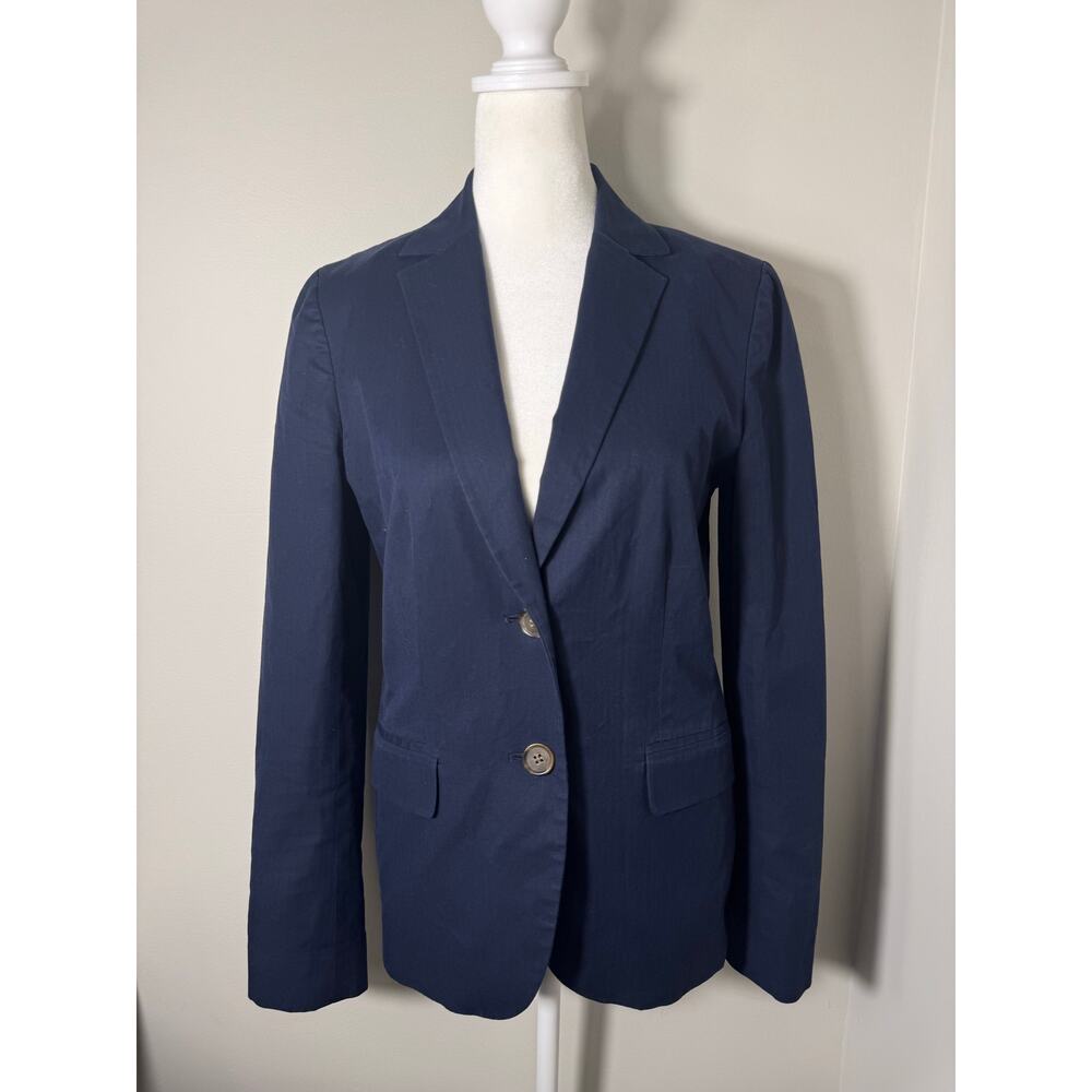 J.Crew Cotton Two Button Blue Navy Blazer Size 2